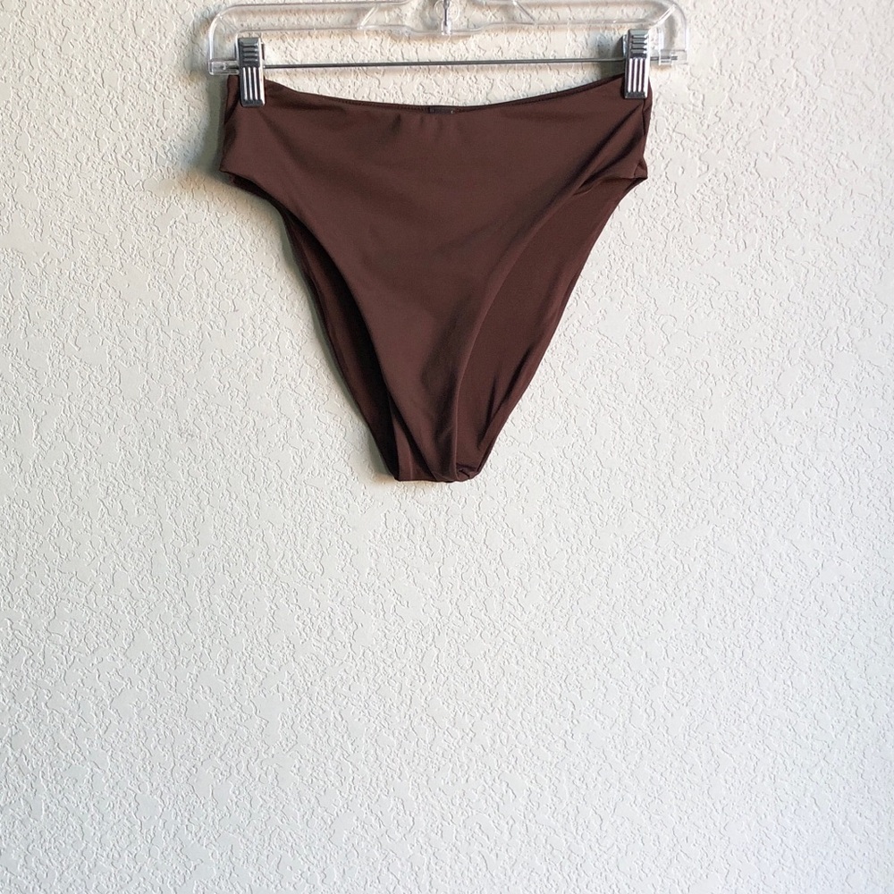 Skims High Cut Bikini Bottoms Chocolate Brown Small High Waist